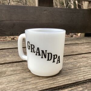 Vintage Glasbake Grandpa Grandfather Milk Glass Mug!